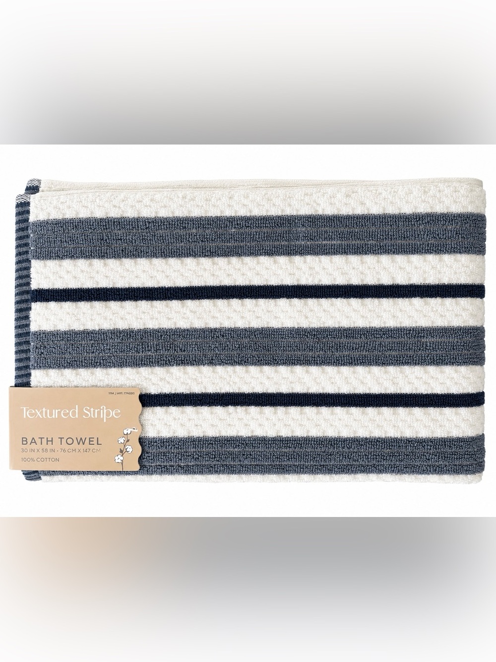 Welspun Textured Stripe 100% Cotton Bath Towels 2 Pack 30x58